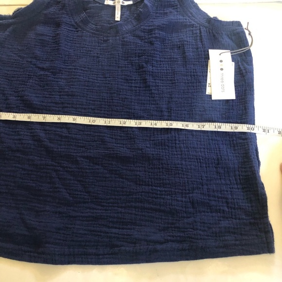 Three Dots Women’s Navy Blue Gauze Raw Hemline V-Neck Sleeveless Tank Size M - Picture 13 of 14